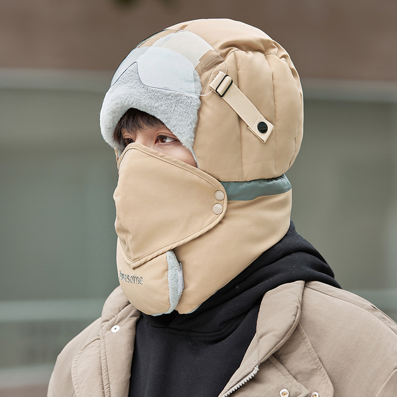 Trapper Hats Hat male winter cotton riding electric bike with wool thickened windproof ear protection hat warm Lei Feng hat female_voghion.com