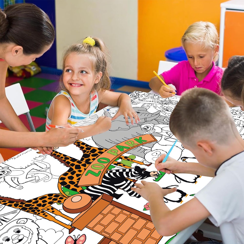 La tela de pintura para bebés de jardín de infantes no está sucia, la pared se puede pegar a la pared para colorear, pintura, papel de dibujo, pintura larga, rollo de graffiti para niños