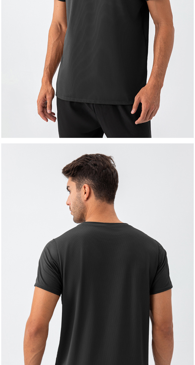 210g Weight Short Sleeve Sleeve Length Nylon Fabric Type Regular Top Length T-shirt Tops Type Outdoor, Running, Sports Occasion Round Neck Neckline Lattice, Solid Color Pattern Simple Style, Classic Style Style Wholesale Simple Style Classic Style Lattice Solid Color Short Sleeve Men's T-shirt 17