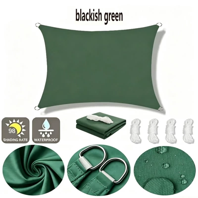 Avtomobil yan çətirləri — UV50+ rectangular sunshade sail - dark-green-2x2m