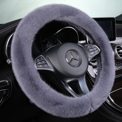 Car steering wheel winter warm fuzzy cover anti-slip universal faux fox fur automotive interior accessory dropshipping one piece