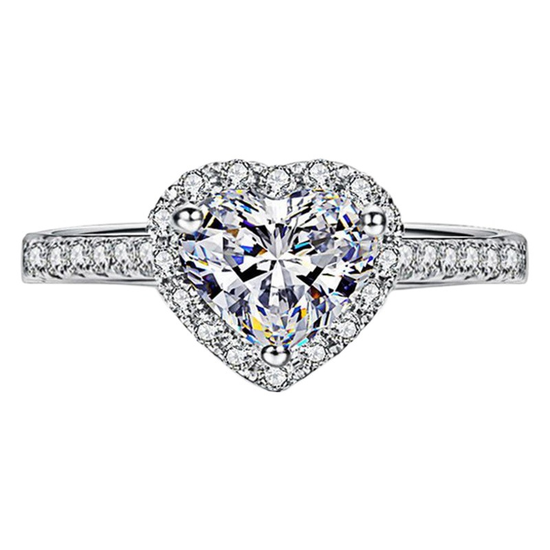 Cross-Mirror Classic Six-Claw Ring, High-End Heart Zircon Women's Ring, Environmentally Friendly Diamond Ring, European and American Luxury Trendy Jewelry Customization