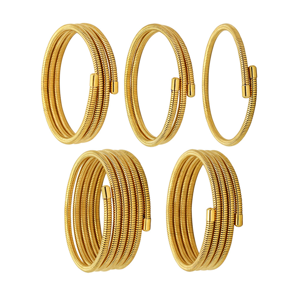 21g Weight PVD Coated Gold Plating Process 18K Gold, Real Gold Plated Plating Material 304 Stainless Steel Pendant Material Bangle Classification 304 Stainless Steel Chain Material 1 Piece Quantity Holiday, Daily Occasion 304 Stainless Steel Material Round Pattern Women's Gender Simple Style Style Waterproof Non Tarnish, Plating Craft PVD Coated 18K Gold Real Gold Plated Round 304 Stainless Steel Simple Style Waterproof Non Tarnish 304 Stainless Steel Bangle 21