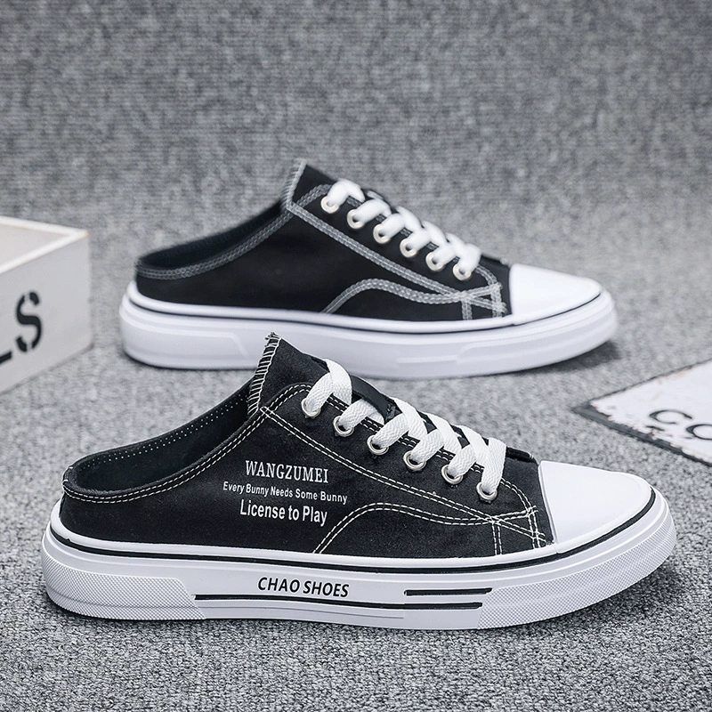 Мужские слипоны из холщовой ткани, осень 2025, повседневный уличный стиль, полусандалии в гонконгском стиле