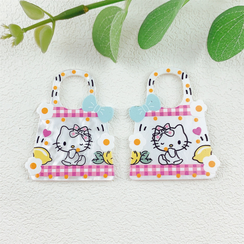 亚克力双面印花卡通彩色kt猫包包吊坠 DIY饰品挂件配件材料|undefined