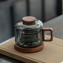 烟灰玻璃杯家用办公客厅待客玻璃喝水杯三件杯功夫茶具单层玻璃杯