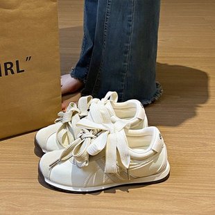 Thick-soled Comfortable All-match Casual Shoes Women's 2025 Spring New Lightweight Heightened German Training Shoes Non-slip Lace-up Small White Shoes
