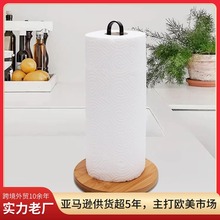 厨房免打孔纸巾收纳架客厅擦手纸卷纸支架木质立式吸油纸卷纸架