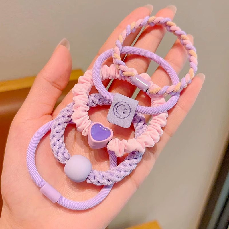 Niños lindos elásticos coreanos simple anillo de cabello cuerda de cabello de cabello de niña bola de cabello cuerda de cabello de cabello no daña cabello
