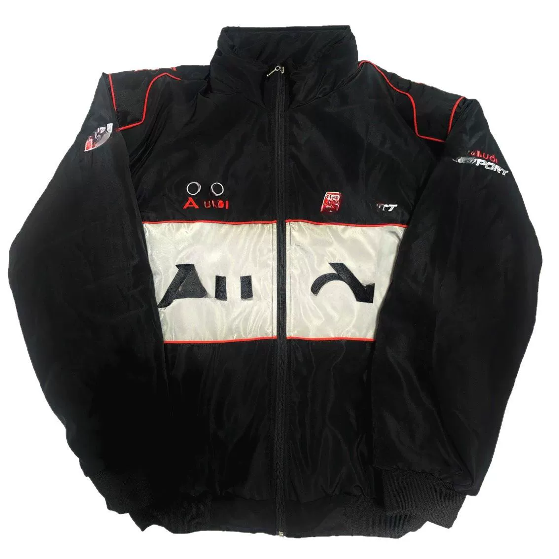 Retro racing car, jersey, down jacket, with embroidery