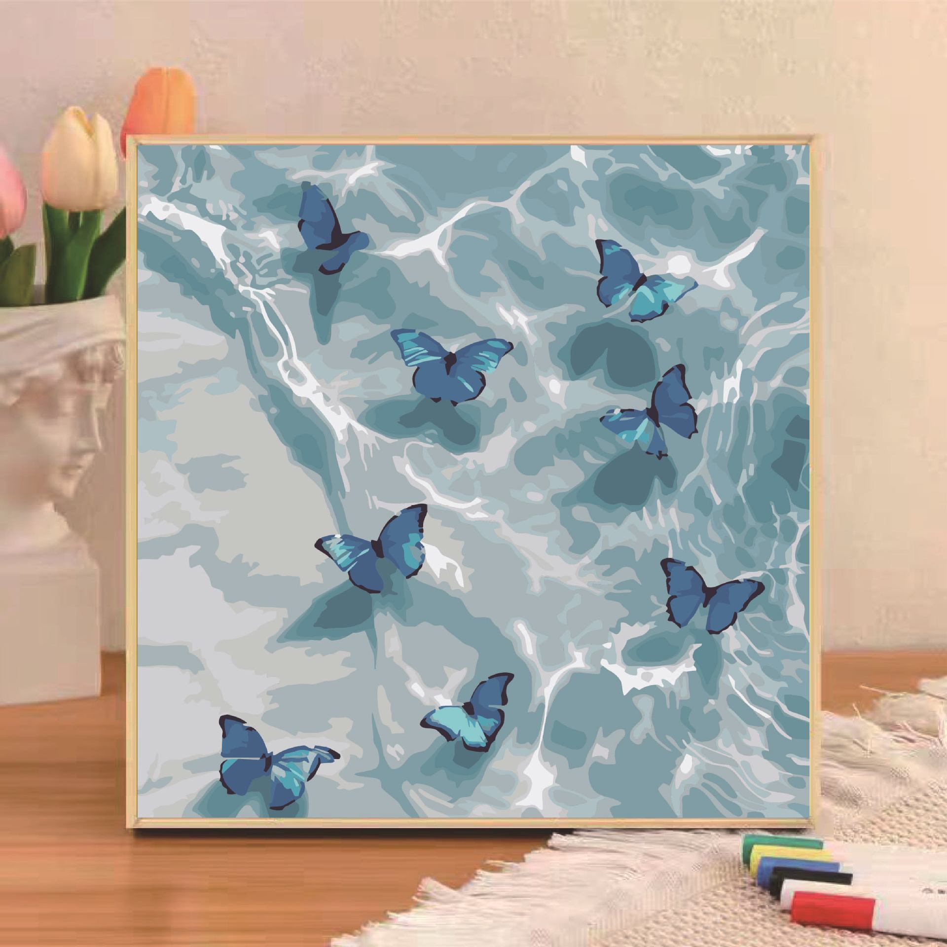 Pintura al óleo digital diy niños pequeños dibujos animados de tamaño pequeño dibujo a mano simple relleno de pintura acrílica