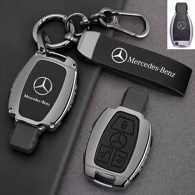 Male Gle350 High-End A200L Shell | Car key bag - leather-texture-style-b-3-button-leather-texture-piano-black-lanyard-clasp