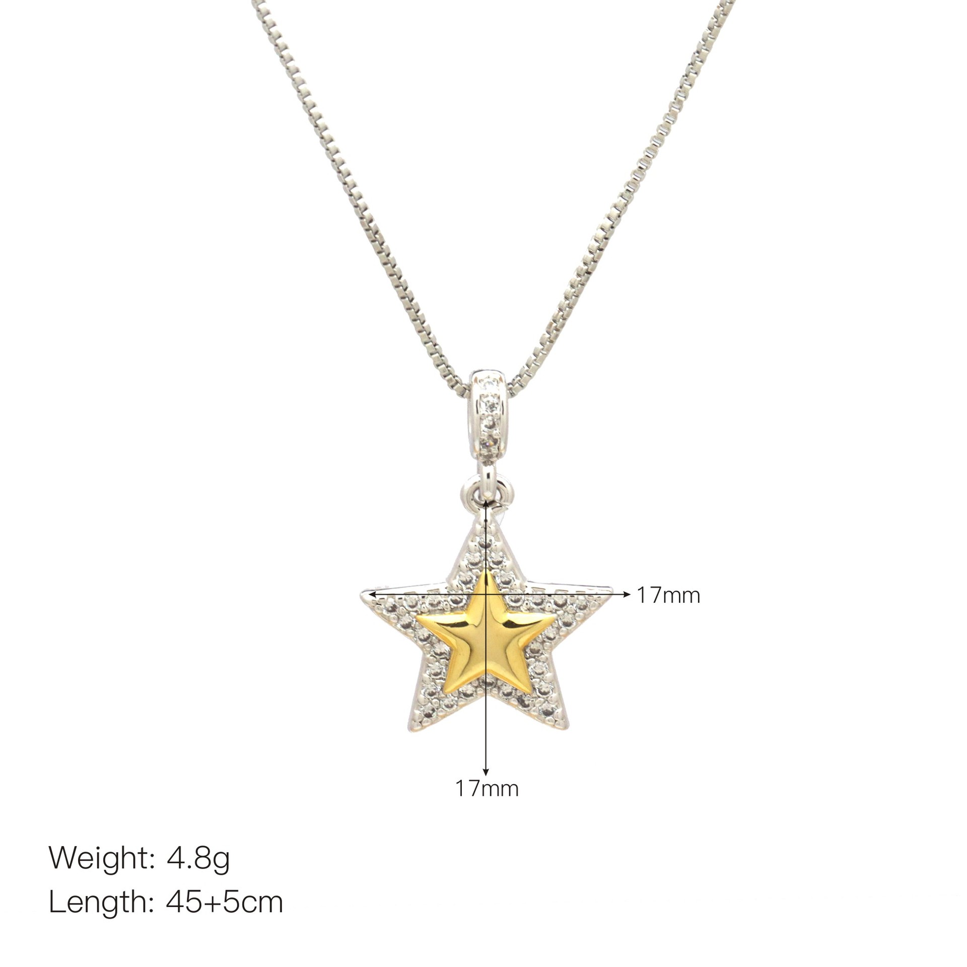 9g Weight Copper Pendant Material Zircon Inlay Material Pendant Necklace Classification Copper Chain Material box chain Chain Type 1 Piece Quantity Daily, Street Occasion Copper Material Star, Moon, Heart Shape Pattern Women's Gender Inlay Design Simple Style, IG Style Style Copper Inlay Star Moon Heart Shape Zircon Pendant Necklace 4