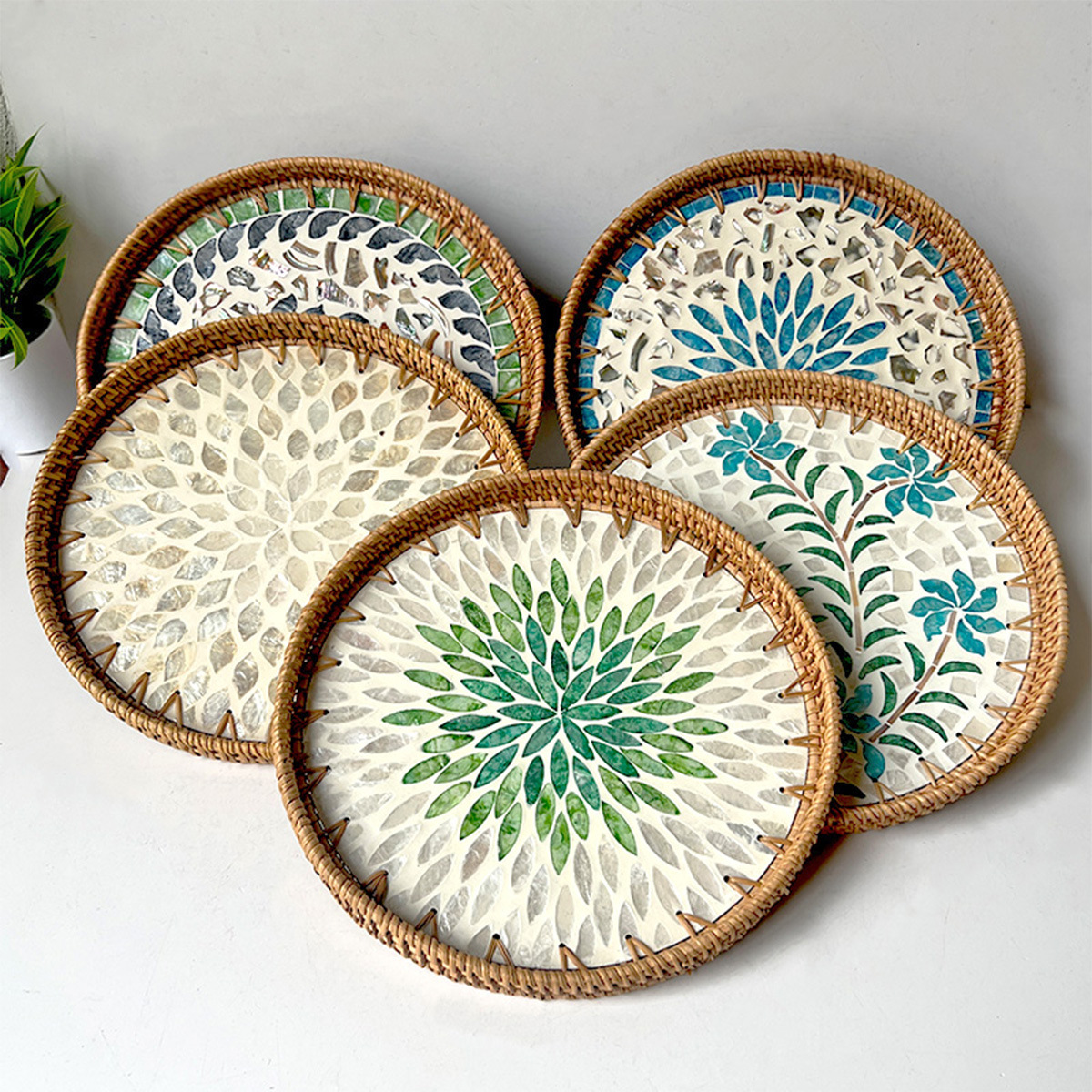 Juego de Cestas de Mimbre Natural Hechas a Mano para Almacenamiento en Escritorio, Sala de Estar, Frutas, Té y Aperitivos, Venta al por Mayor