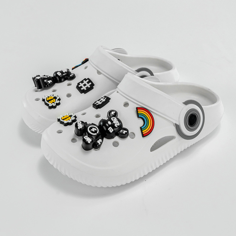 Thick Sole Hole Shoes Women's Summer New Rainbow Black Bear EVA Sandals Soft Sole Dung Diy Outwear Slippers