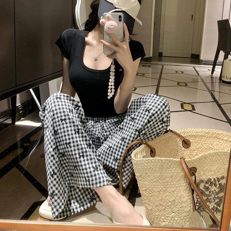 Pantalones anchos de algodón y seda para mujer, pantalones casuales de rayón, suaves y cómodos con efecto drapeado, pantalones de dormir para mujer.