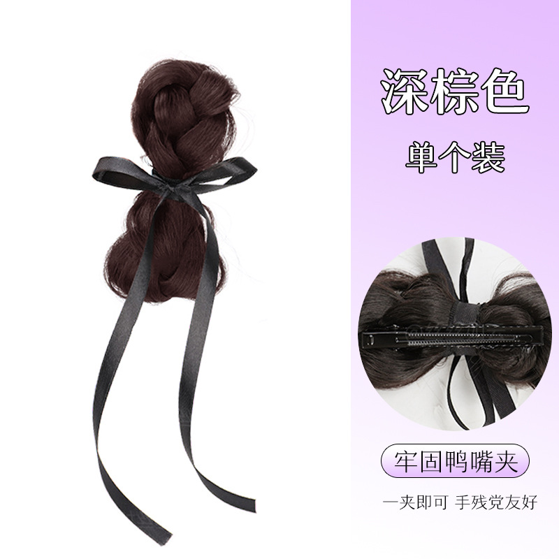 검정 리본 나비 매듭 [다크 브라운 헤어 번] 1개