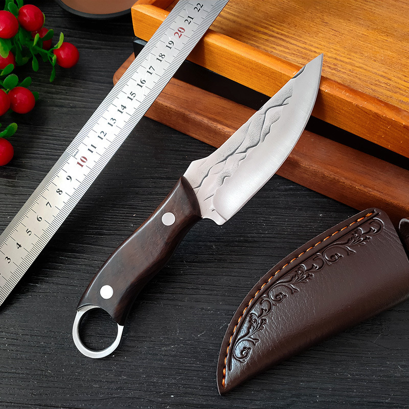 手工锻打小刀锋利割肉刀户外野营手把肉多功能露营刀具便携水果刀