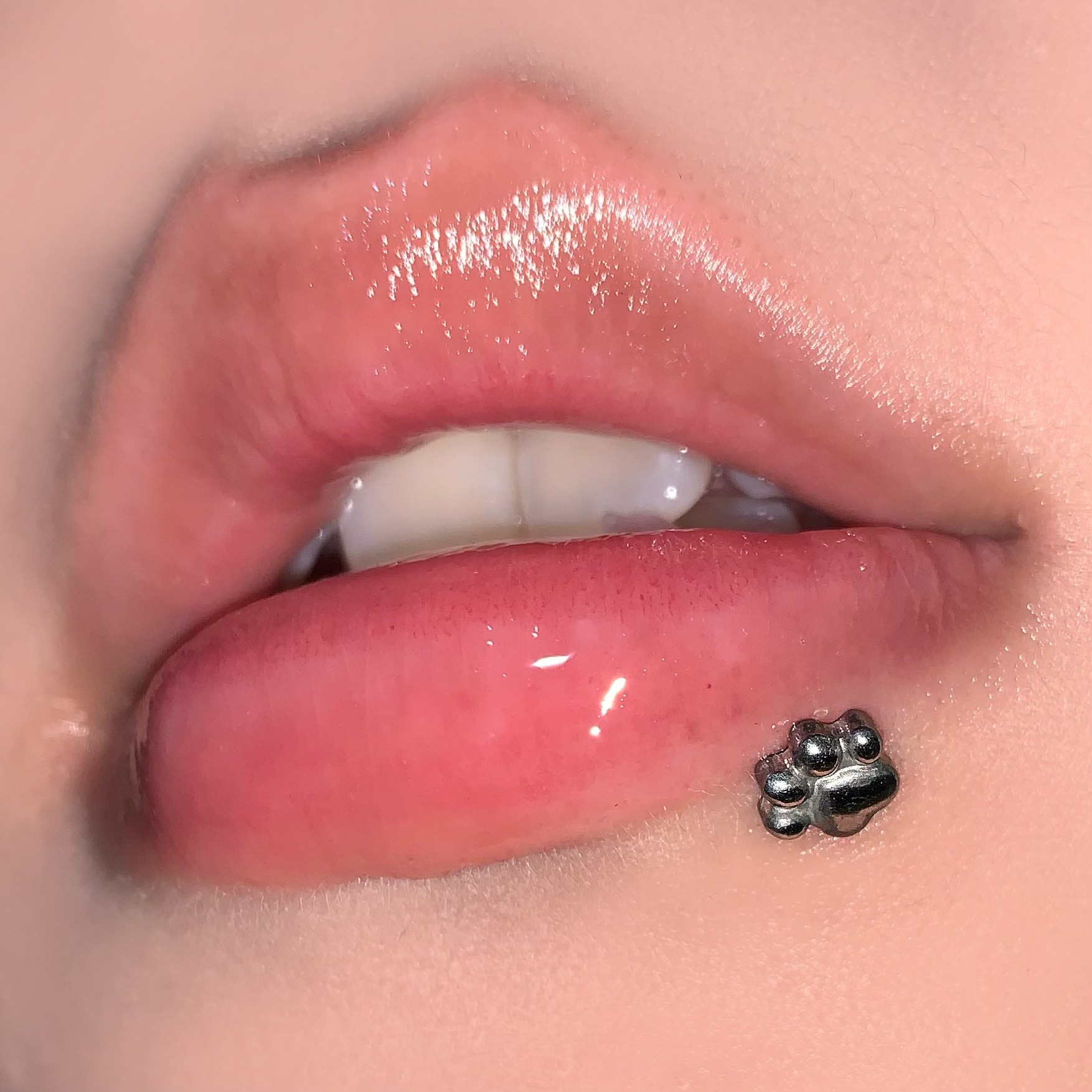 Labret stud lip piercing jewelry styling detail