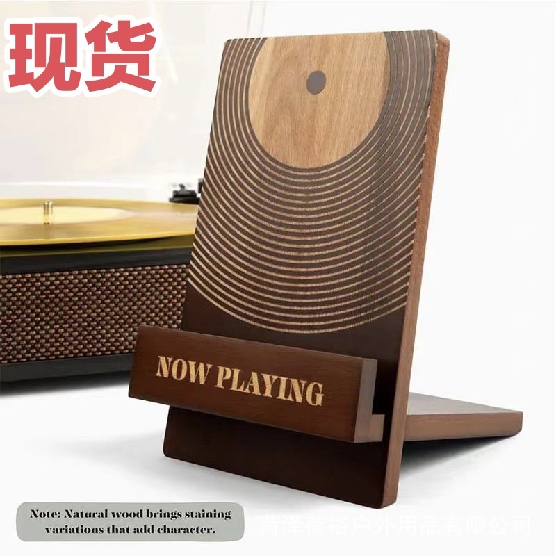 In-Stock Vinyl Record Storage Rack, Home-Use Solid Wood Record Display Rack, Tilted Album Record Rack, Wooden Cd Rack
