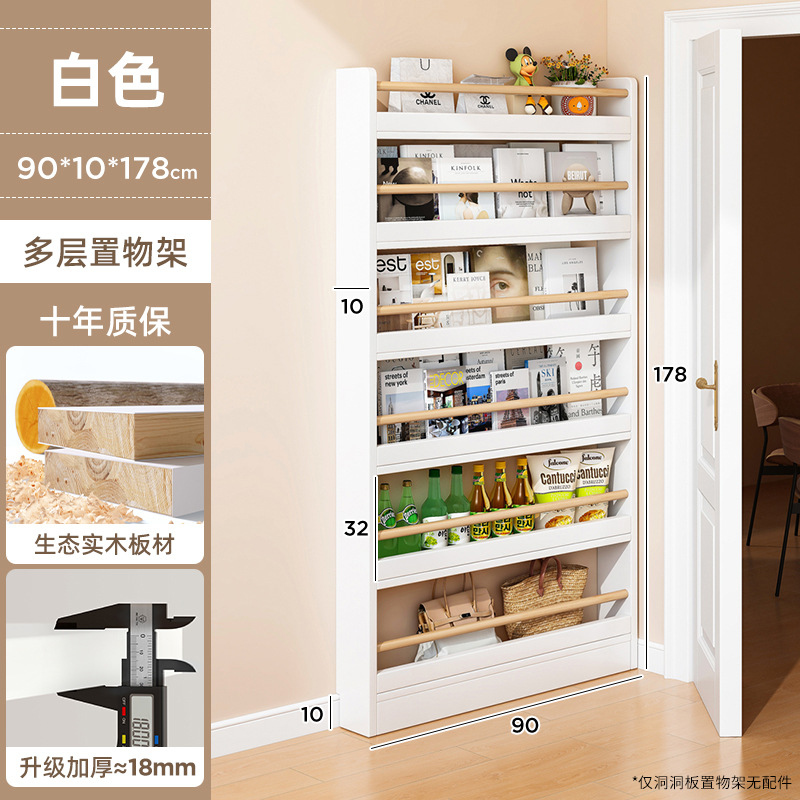 Estante de almacenamiento de paneles de agujero detrás de la puerta armario ultrafino multicapa de suelo de madera maciza estante de bocadillos domésticos en la puerta de entrada colgado en la pared de almacenamiento