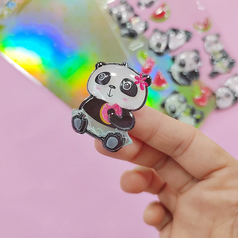 Карточка: Cartoon cute children's waterproof award for kindergarten, stickers for elementary school students, panda, cute animals, 3D, Birthday gift