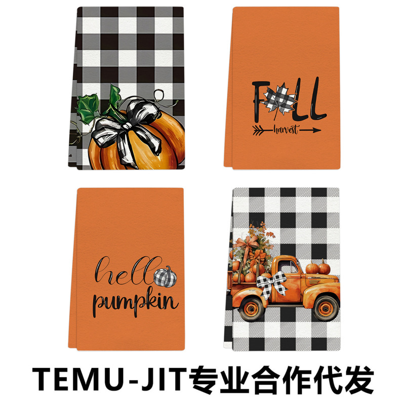 One Piece Wholesale Jit Dropshipping Popular Thanksgiving Kitchen Towel Cross-Border Halloween Table Towel Decoration Holiday