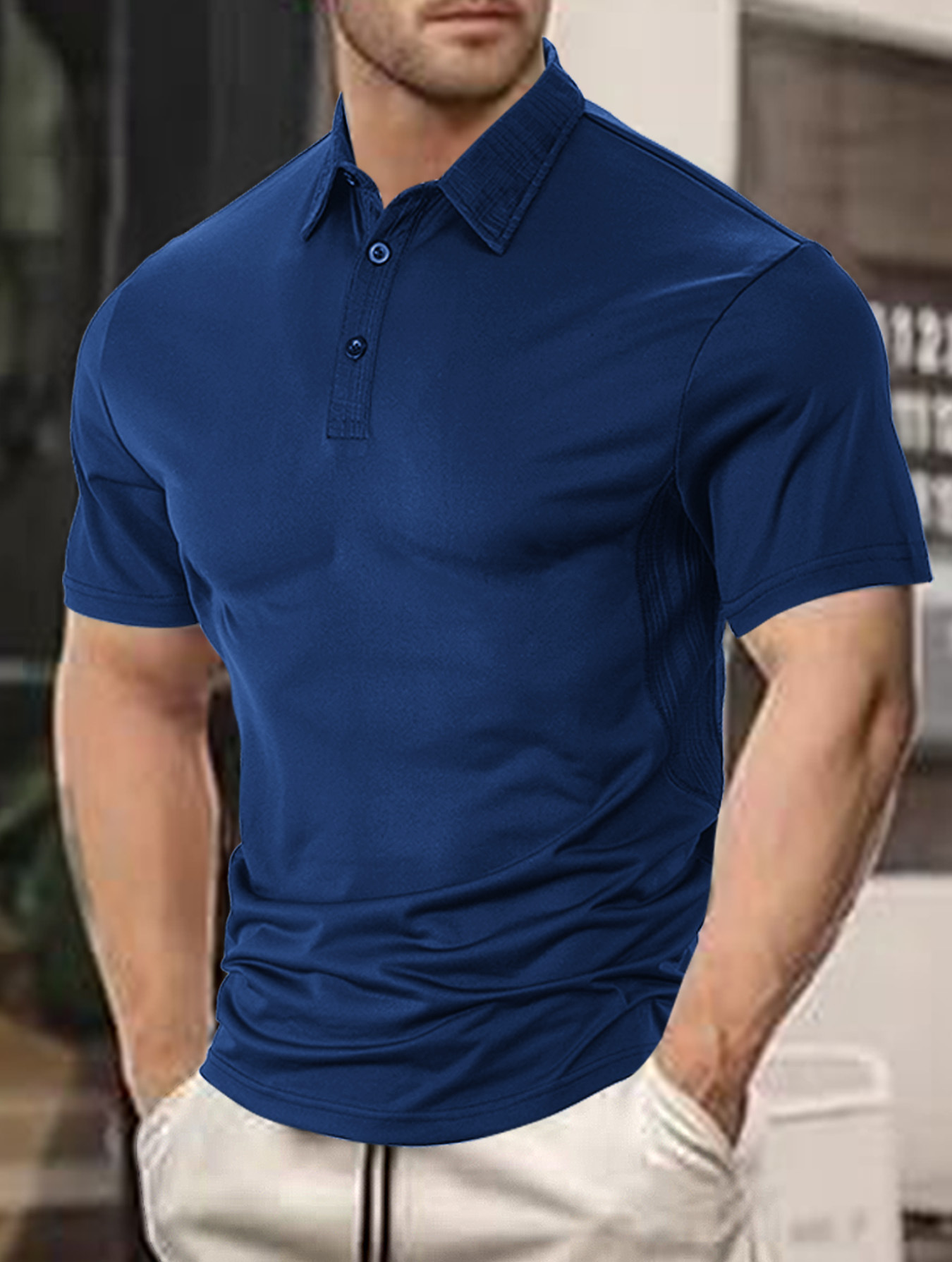 Europa y América Amazon temu comercio exterior camiseta de manga corta para hombre moda de verano casual solapa suelta polo de algodón perlado
