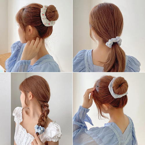 JK fruit-style large intestine hair tie French waffle fabric BM head rope Korean simple and gentle hair rope hair accessories for women