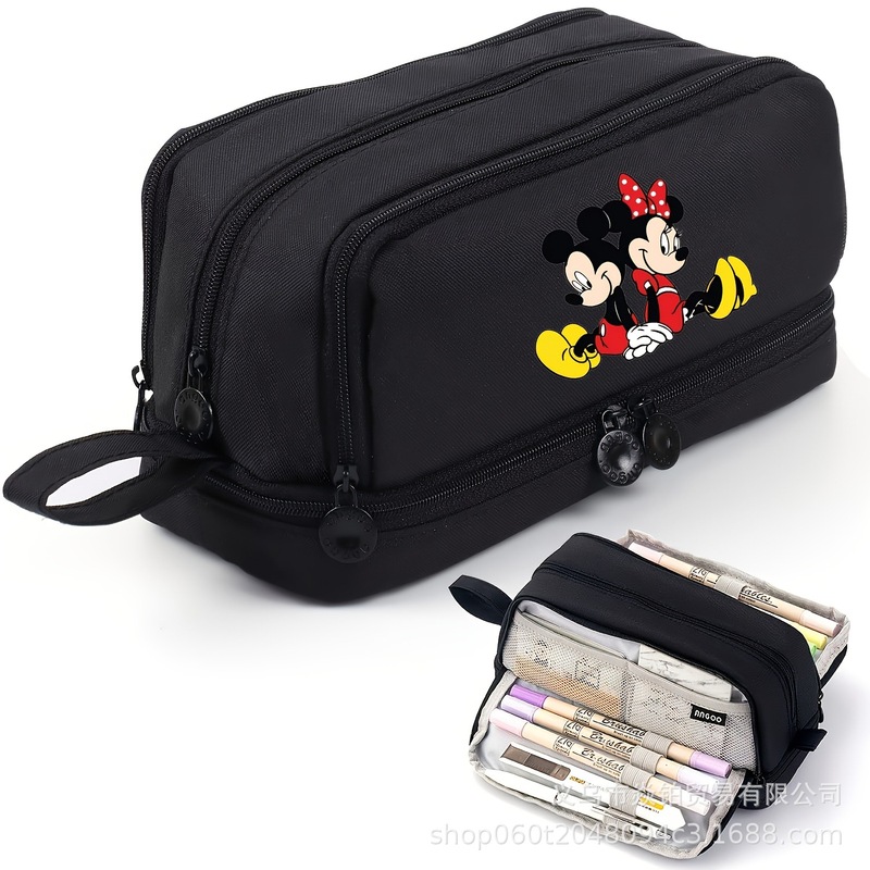 写真プリントステッチ鉛筆バッグ大容量高価値文具バッグ4層ジッパー文具箱DIY筆箱|undefined
