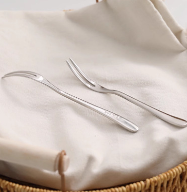 Stainless Steel Thickened Solid Color Fruit Pick, Pastry Cake Fork, Mooncake Sharing Fork_voghion.com