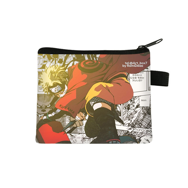 Nuevo Naruto niños monedero estudiante tendencia auricular moda bolsa de almacenamiento tendencia cremallera titular de la tarjeta al por mayor