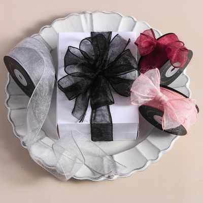 毛毛拷邊紗雪紗帶 diy蝴蝶結發飾草帽鞋花服飾裝飾禮盒花束包裝帶