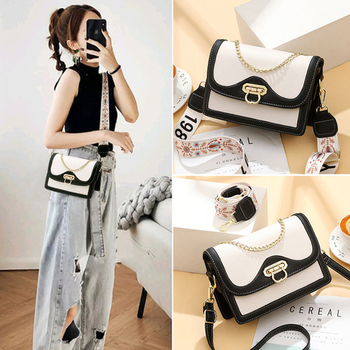 Manufacturer's bag for women 2024 new fashion contrasting color one-shoulder small square bag casual simple cross-body bag for women one-piece drop shipping