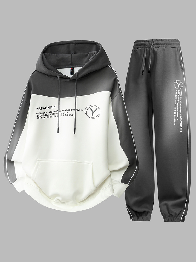 2025 nuevo juego deportivo de otoño y invierno juvenil hombre casual moda chaqueta de cuello redondo chaqueta pantalones largos de dos piezas