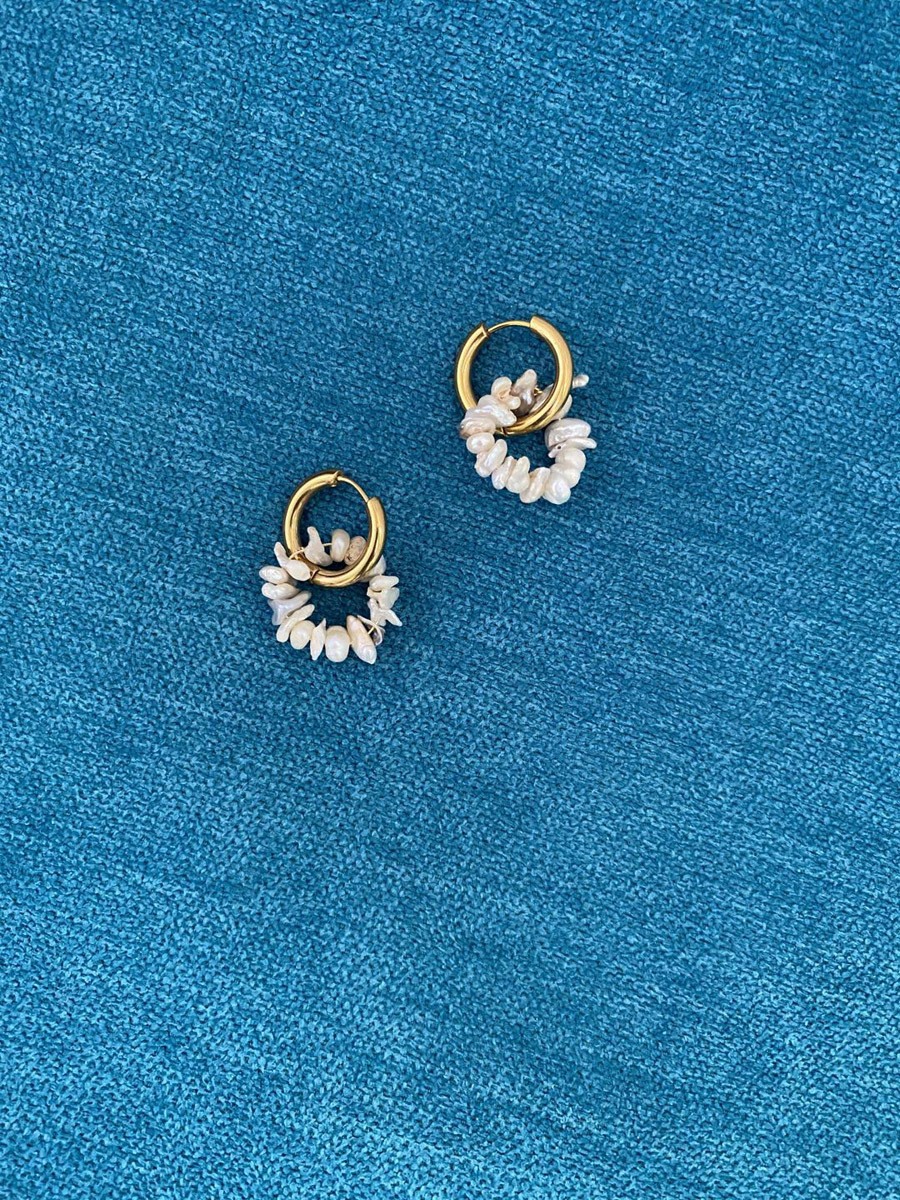 28g Weight Earrings, Necklace Classification 2 PCS/Package Quantity Holiday, Daily Occasion Freshwater Pearl, Titanium Steel Material Geometric Pattern Women's Gender Beaded Design Simple Style Style 2 PCS/Package Freshwater Pearl Titanium Steel Freshwater Pearl Jewelry Sets 28