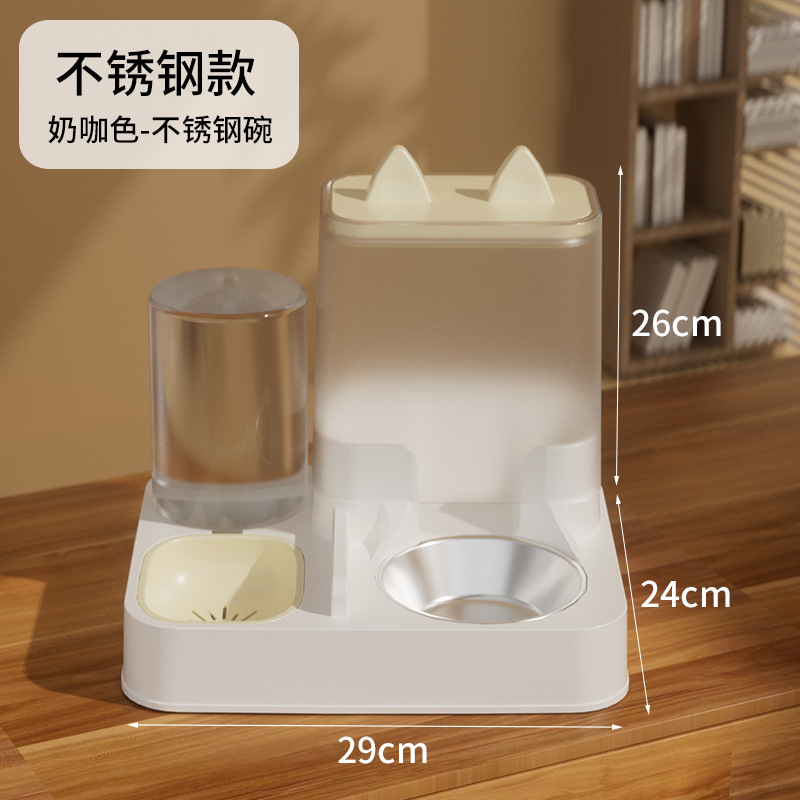 猫ボウル、犬ボウル、ステンレス製キャットフードボウル、キャットフード自動給餌器、飲料水一体型猫ボウル、ペットダブルボウル|undefined