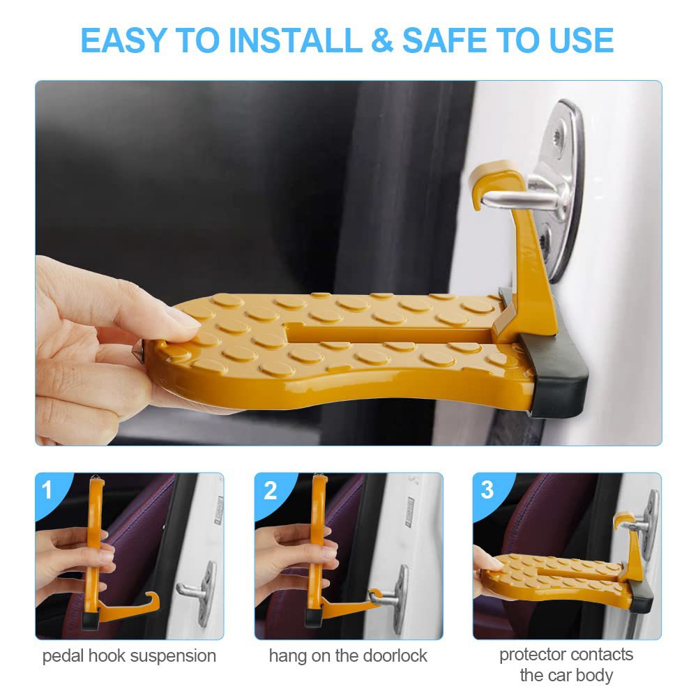 Multifunctional orange hook pedal car universal climbing car roof door lock folding pedal auxiliary ladder