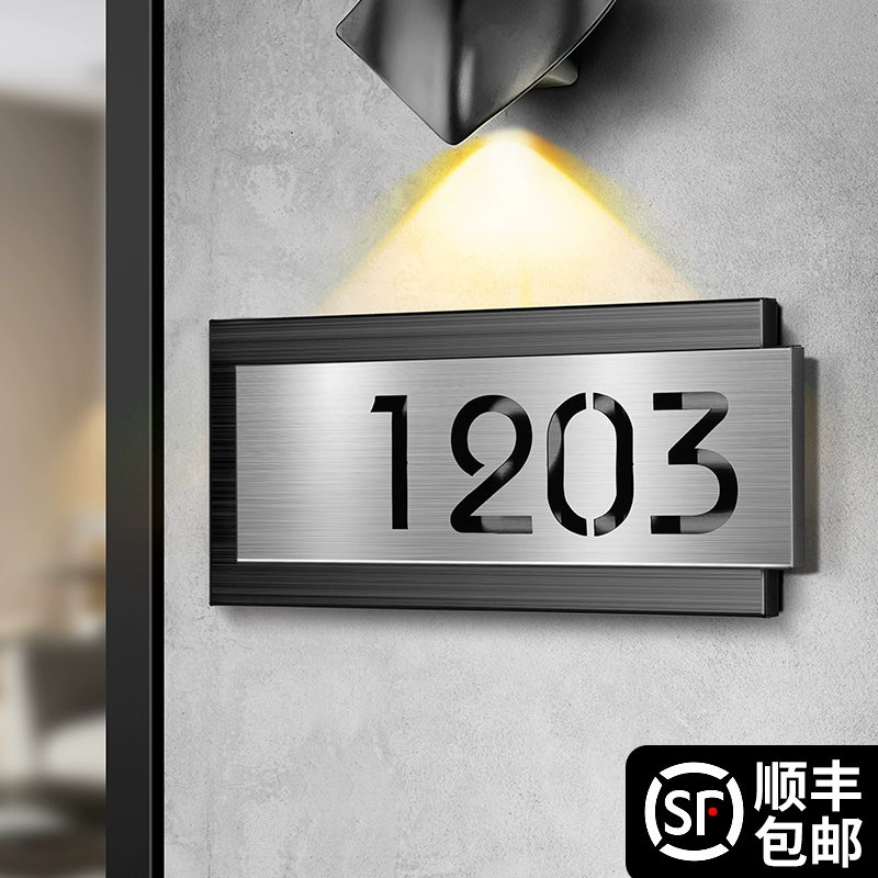 ♤ Дверная пластина из нержавеющей стали, бытовой номерной знак, украшение входной двери, индивидуальный номер в гостиничном номере, доступный роскошный креативный номер двери, номер комнаты