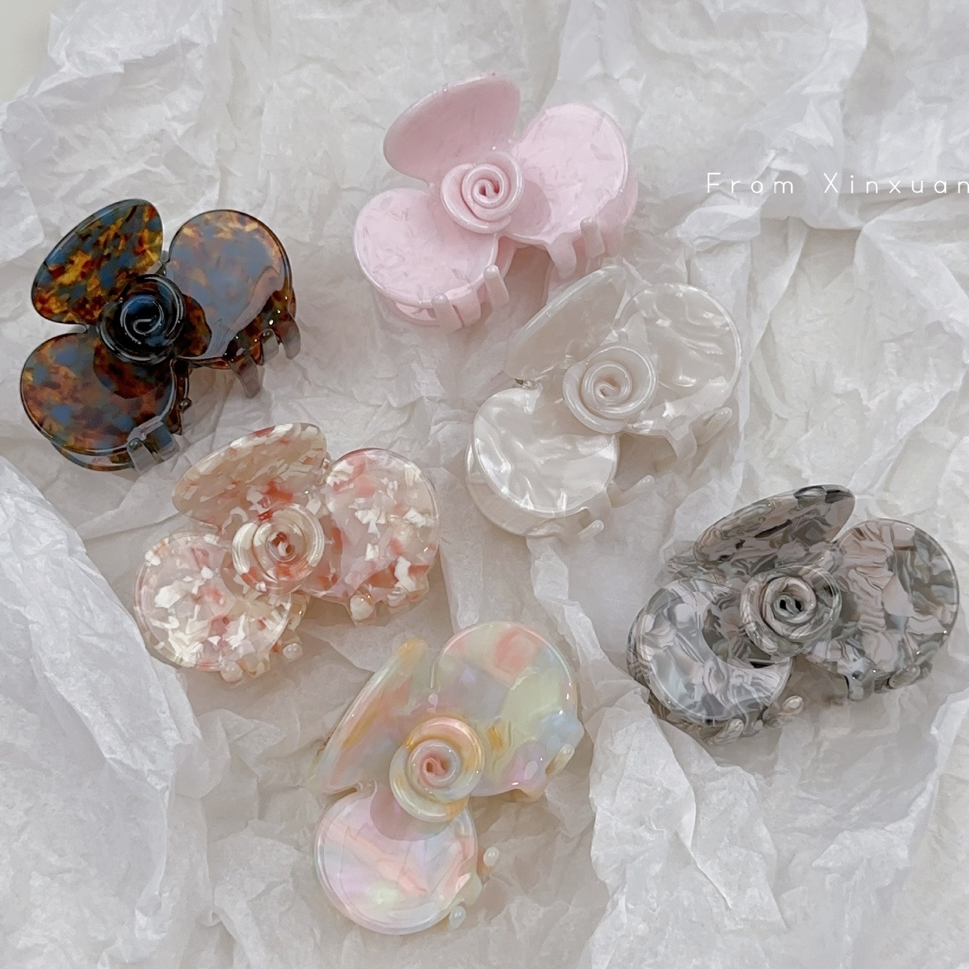 Fermaglio a fiore di rosa pinza per capelli stile francese_voghion.com