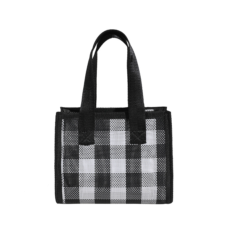 2023 new mesh small square bag Korean version of fashion plaid handbag multi-functional small square bag simple toiletry bag