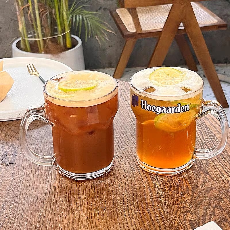Extra-Large Fugga White Beer Glass for Commercial Use, Trendy Beer Mug, Fine Craft Beer Glass, Hexagonal Glass Beer Cup, Wholesale