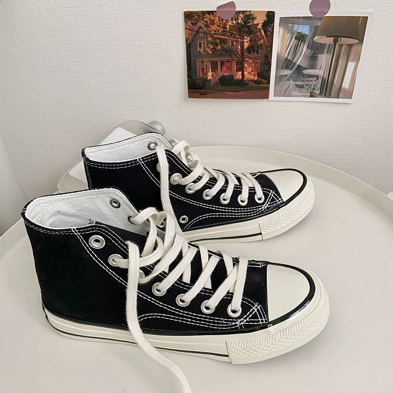 Канвасовые кроссовки высокие (Canvas High-Top Sneakers), корейский стиль, классика повседневная, размеры EU 35–44