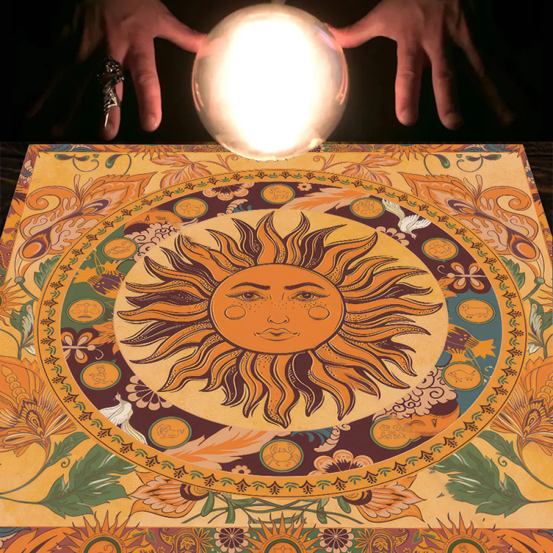 タロットテーブルクロスTarot Tablecloth布パッドタロット月相太陽生命樹綿布テーブルクロス|undefined