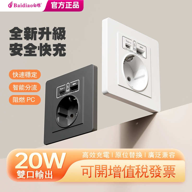 Кастомизированная европейская розетка белого цвета стандарта Европы с USB и быстрой зарядкой C20W, двойная розетка европейского стандарта для России