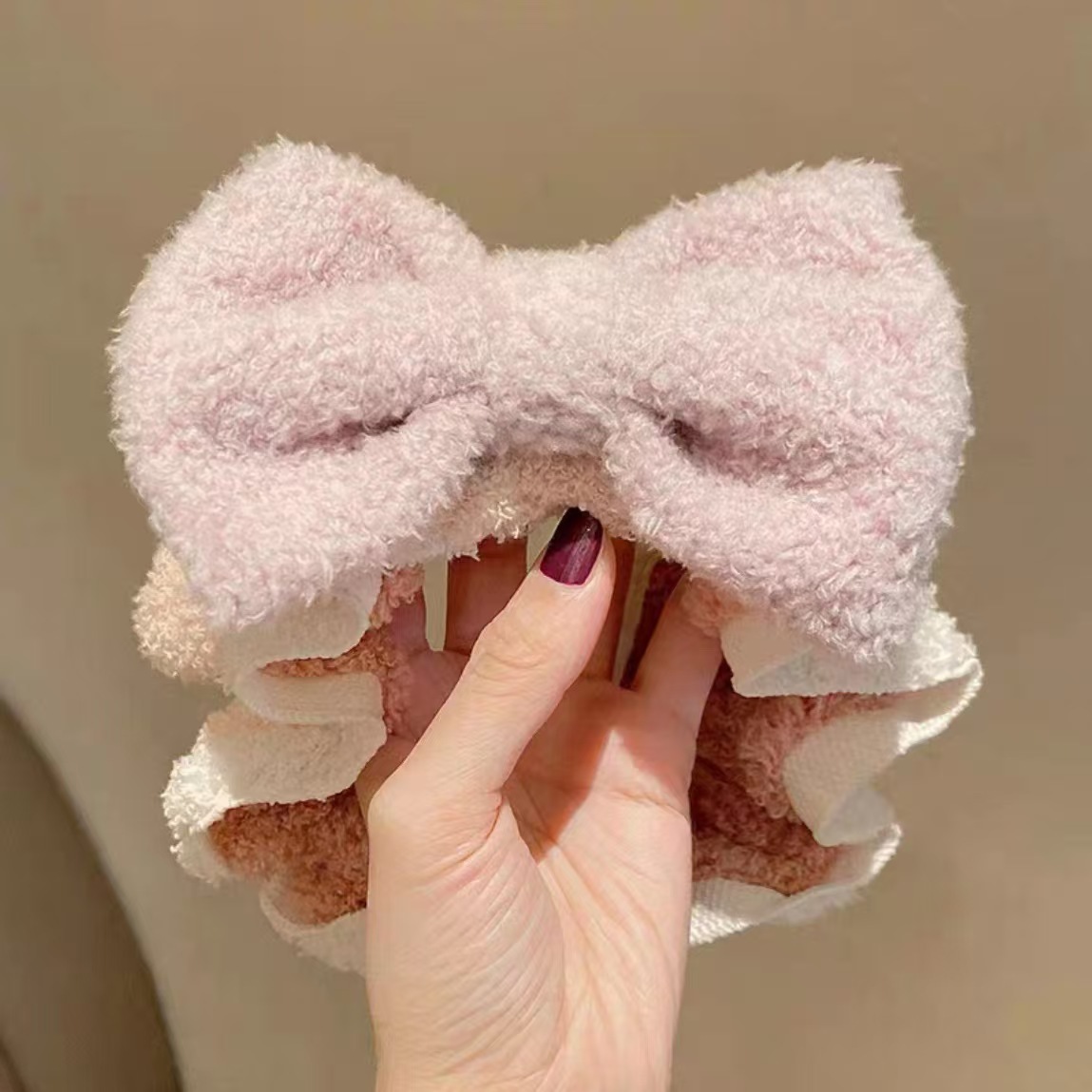 Peluche de felpa, banda para el cabello, banda para el cabello, máscara para mujeres, tocado para el lavado de cara, diadema impermeable y a prueba de humedad, banda para el cabello, accesorios para el cabello