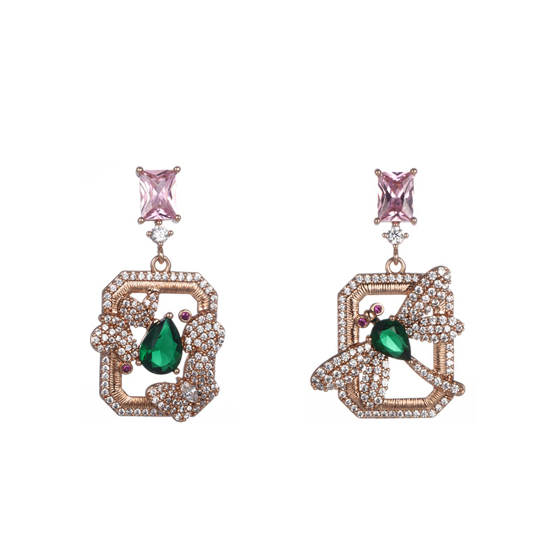 Chapado en verde dorado de 18k + Rosa