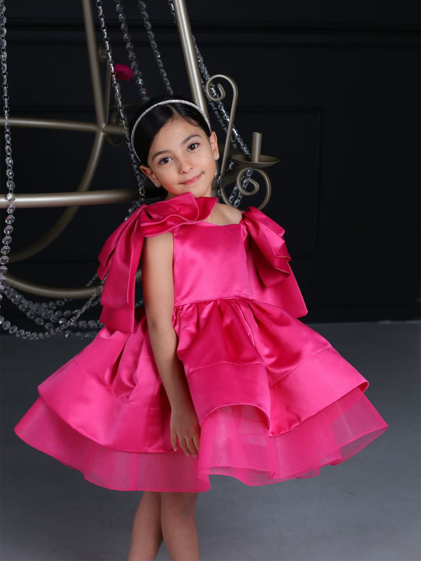 Vestido de niñas transfronterizas vestido de princesa satin vestido de graduación vestido de verano