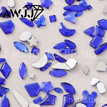 深蓝华子平底异形美甲钻不掉底水滴星星蓝色水钻饰品指甲配饰批发