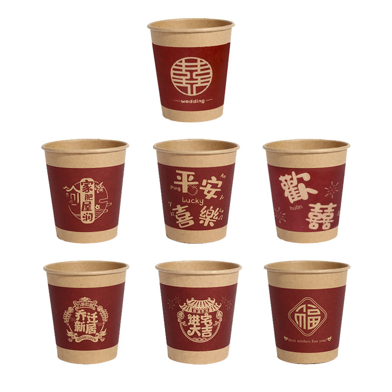 Gran por mayor artículos de boda tazas de papel de boda corraban de boda espesar tazas desechables un paquete de 50